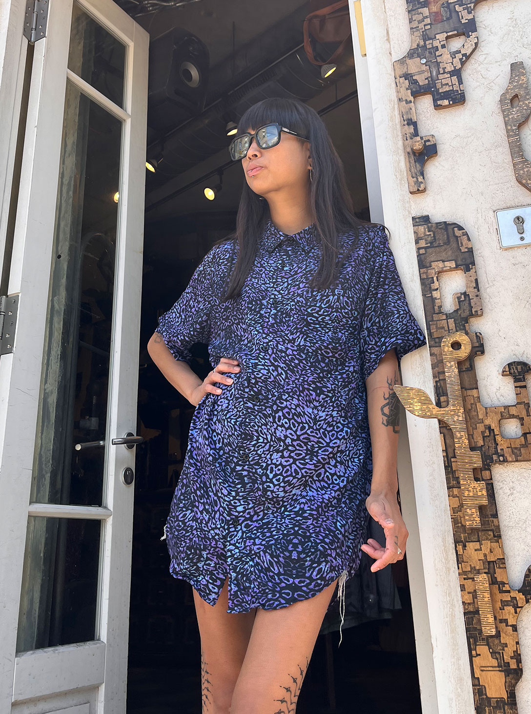 Purple Leo Button Shirt 