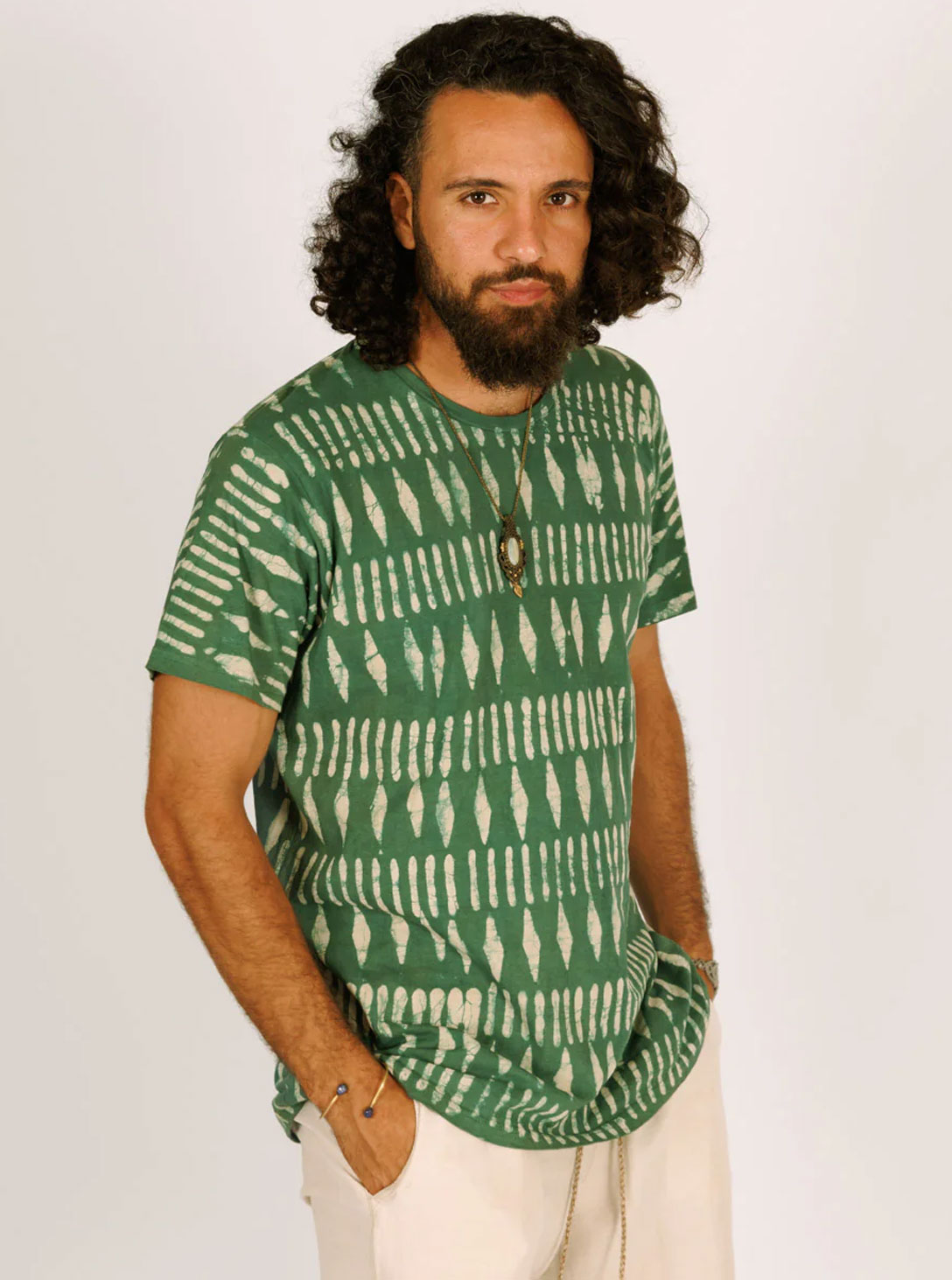 BLOCK PRINT T- TRIBLE GREEN