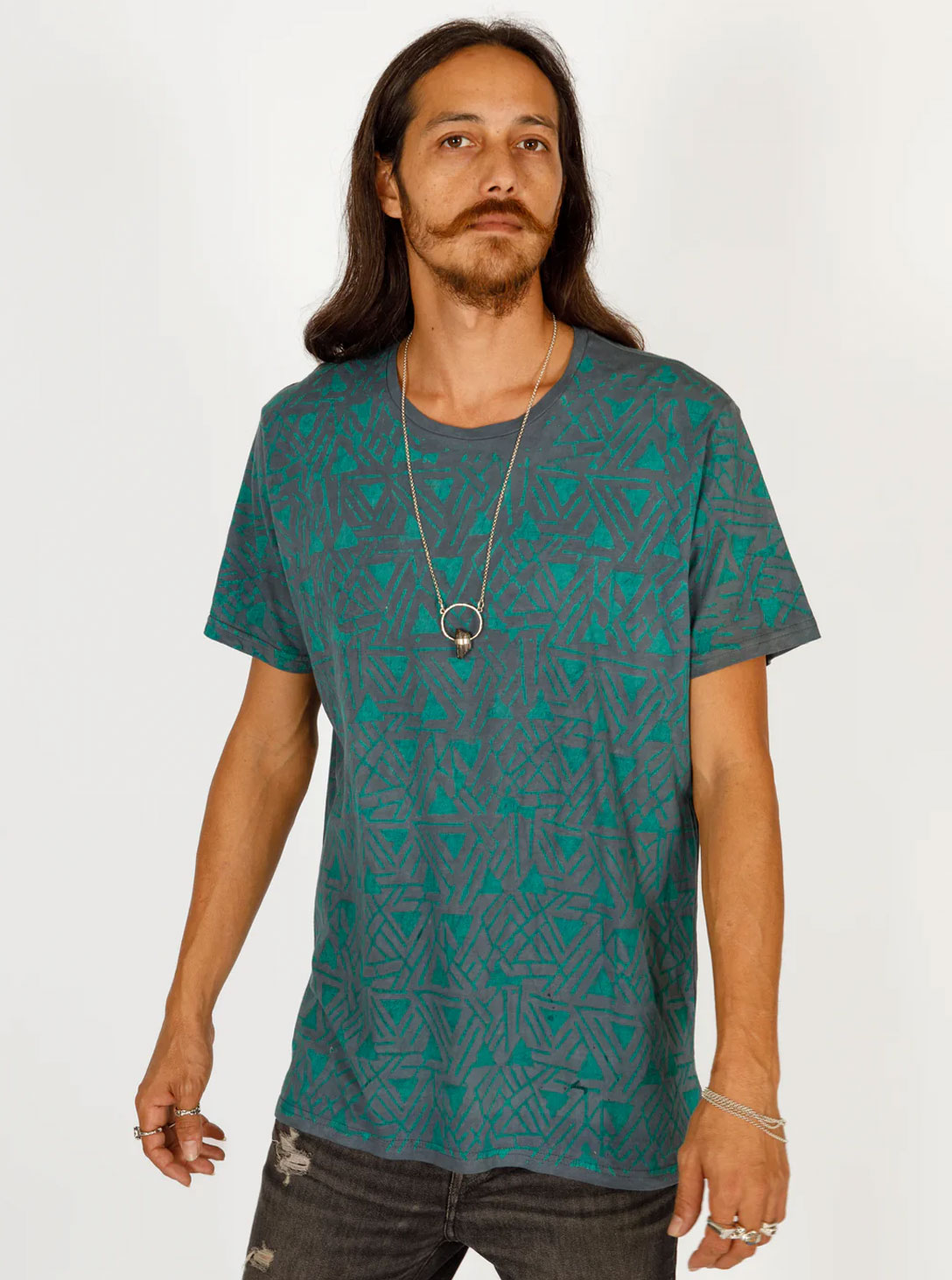 BLOCK PRINT T- BLUE & TURQOUISE