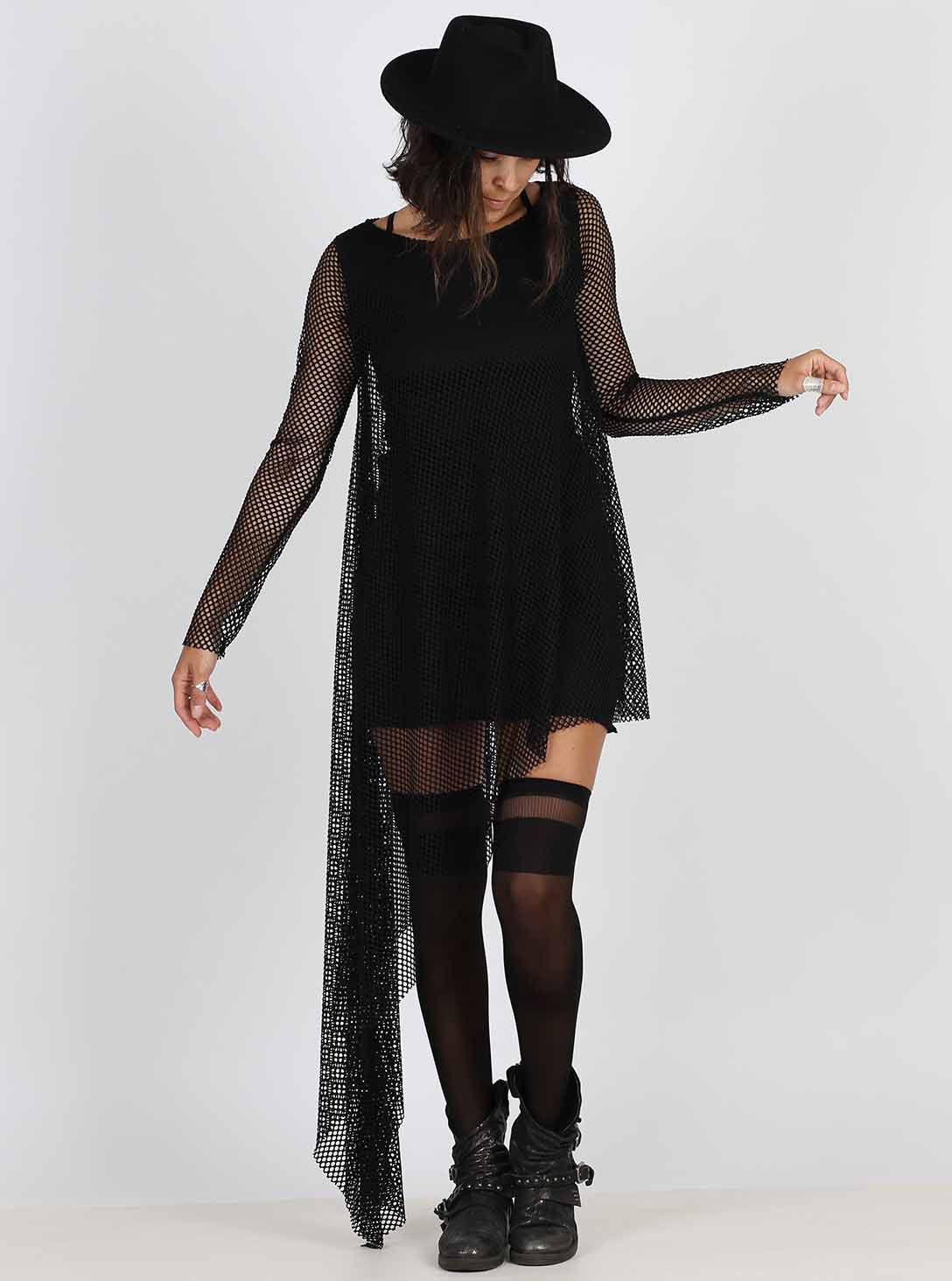 hippie winter dress black