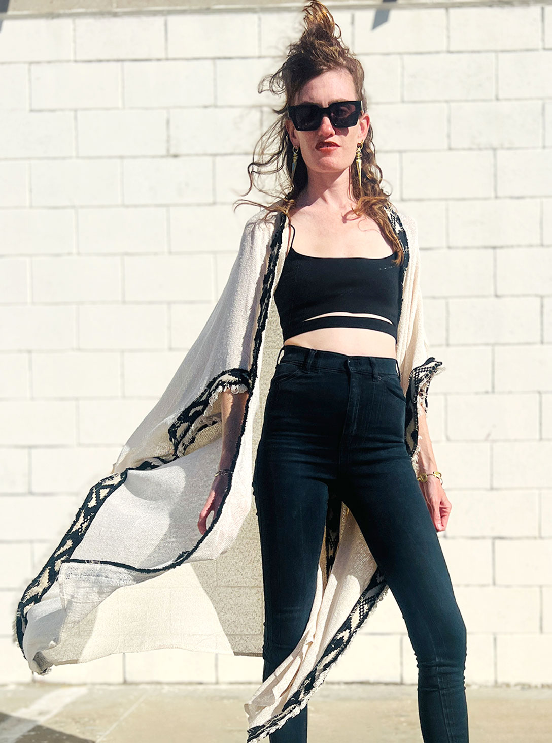 LONG OPEN PONCHO OFFWHITE