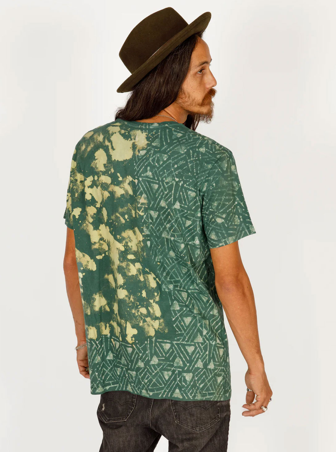 BLOCK PRINT T- GRENN & YELLOW DYE