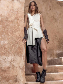 Aoki-WOMEN Midi Wrap Skirt BLACK