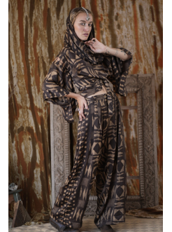 Baby Ra Cowel Kimono Top GREY-COFFEE