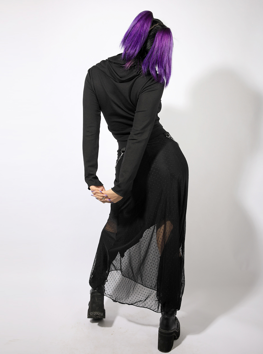 MOON WOMEN'S SKIRT- BLACK DOTS