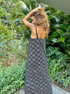 Maxi Button Dress BLACK&GOLD
