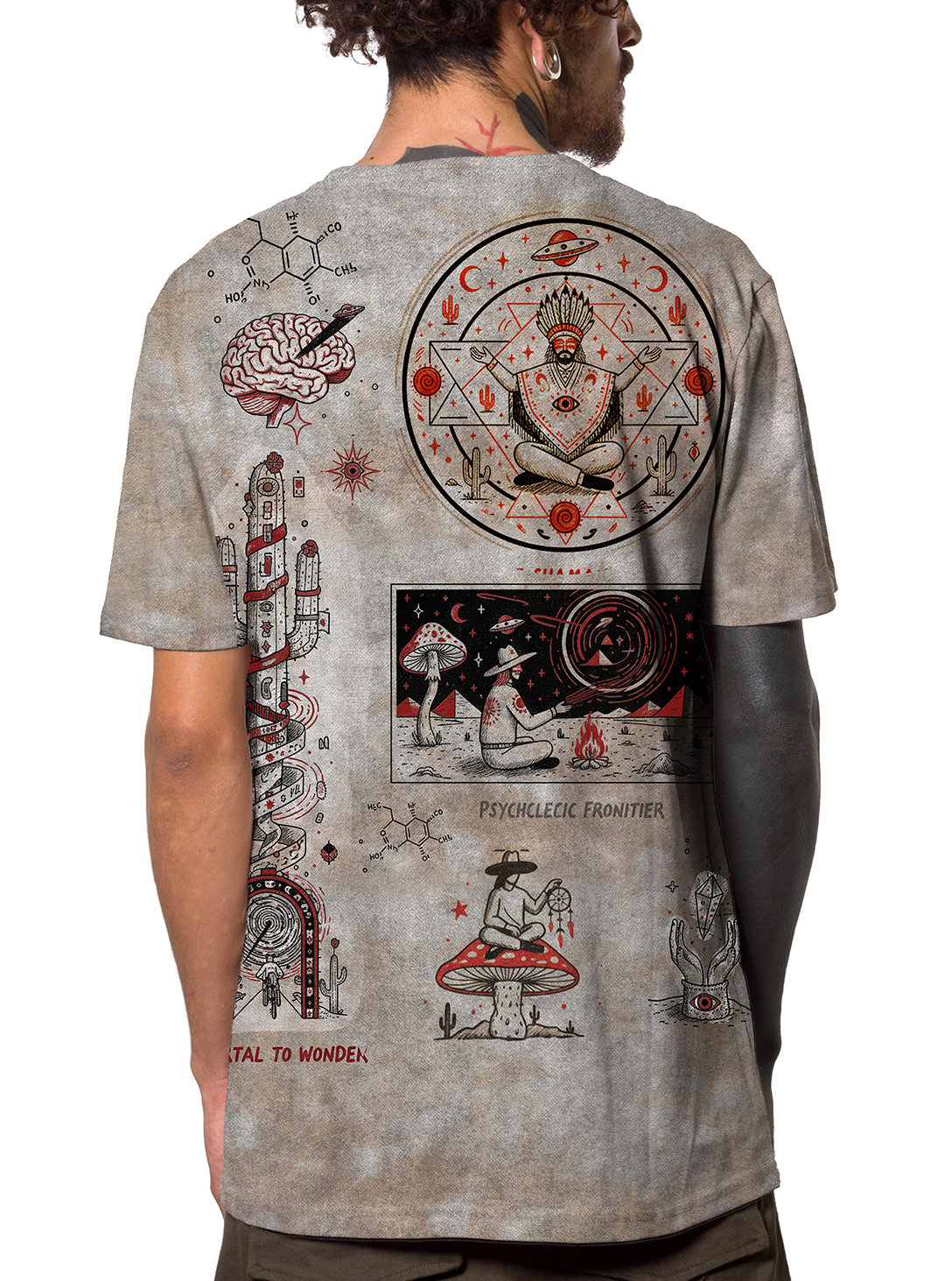 COSMIC COWBOY MEN T-SHIRT GREY TEXTURE