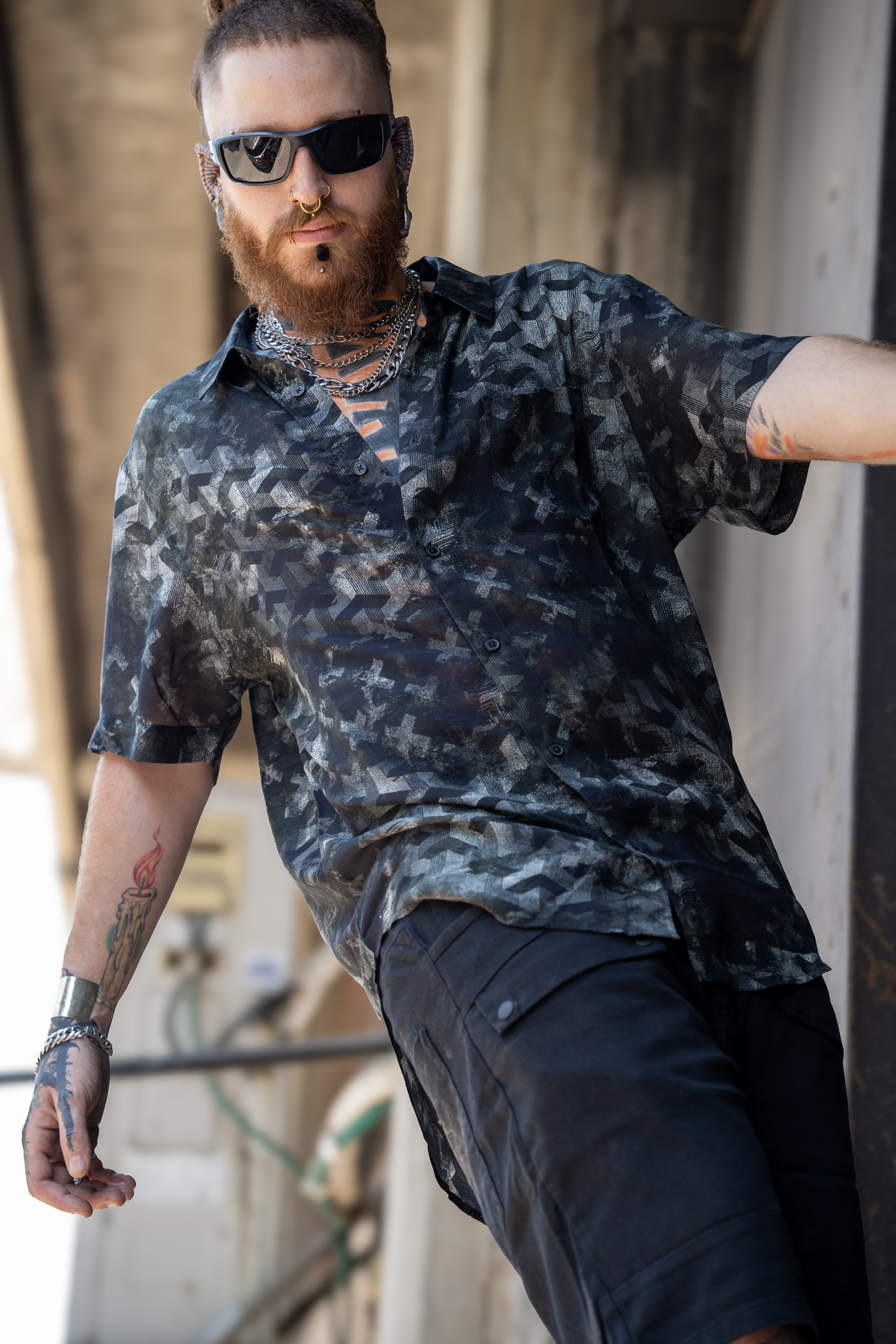 sengoku button shirt black