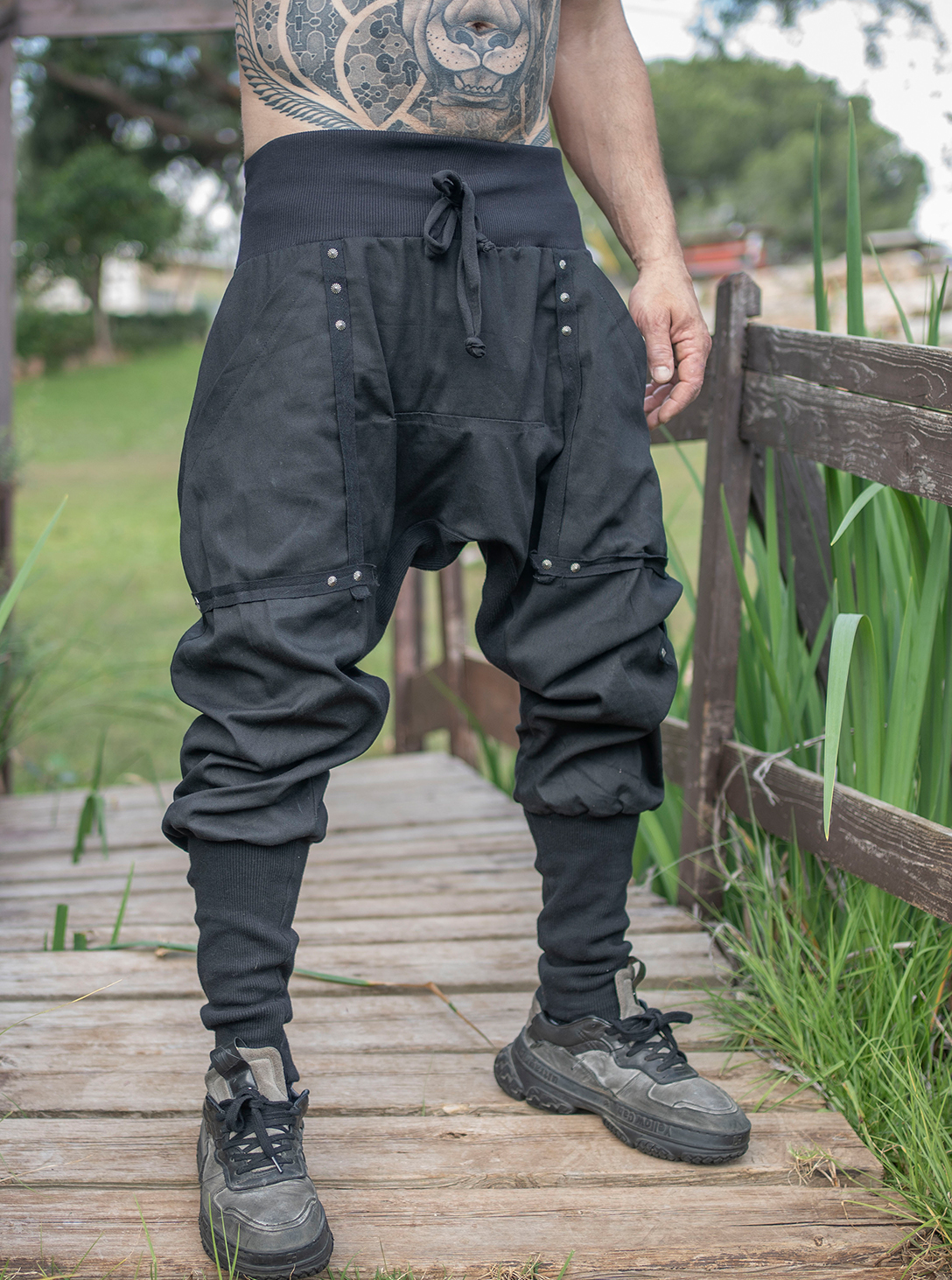 Drop Crotch Pants BLACK
