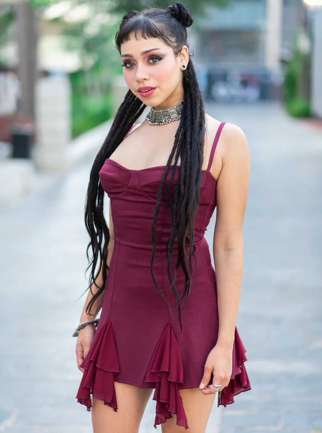 FAIRY CUP MINI DRESS BORDEAUX