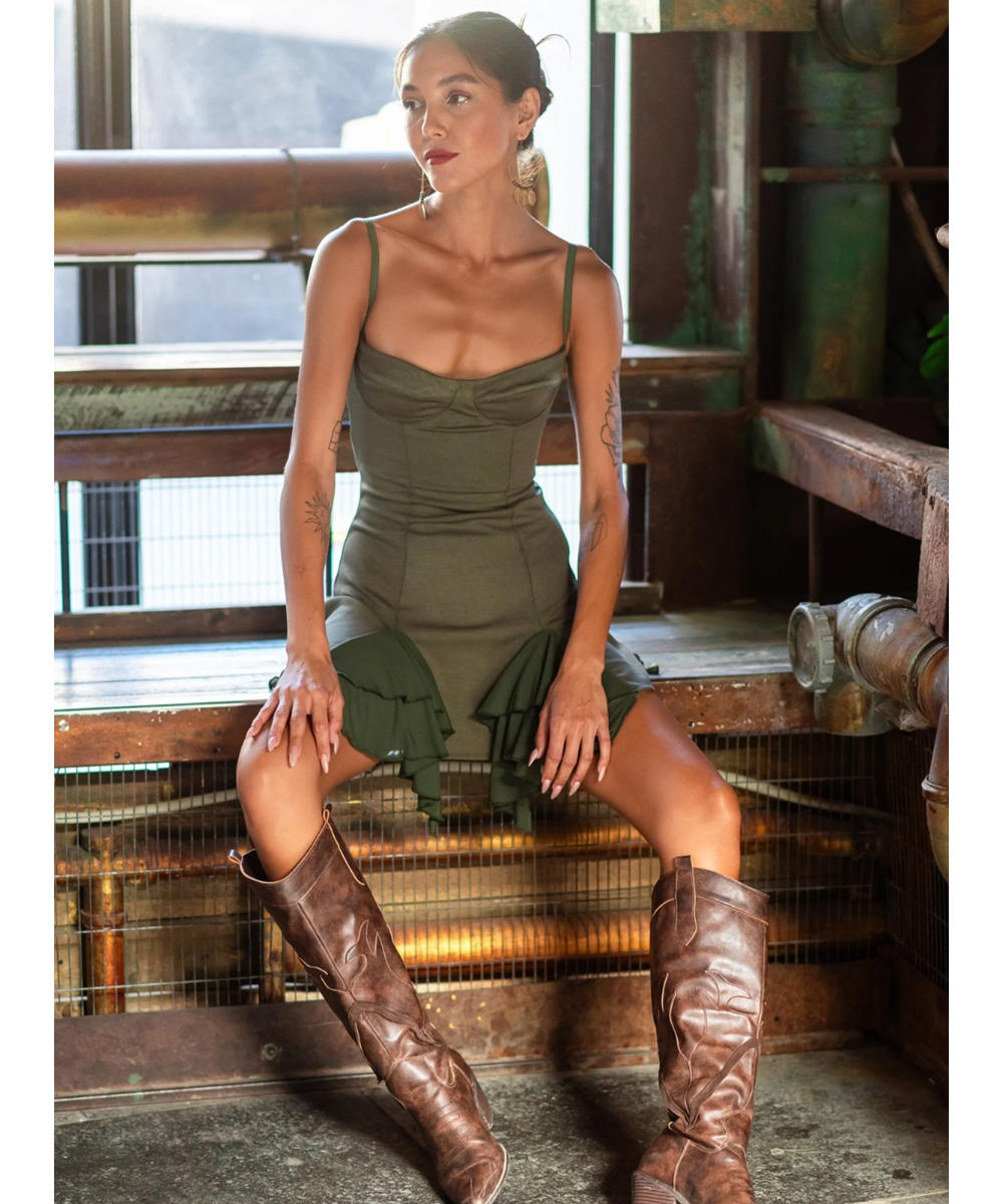 FAIRY CUP MINI DRESS OLIVE - Plazmalab