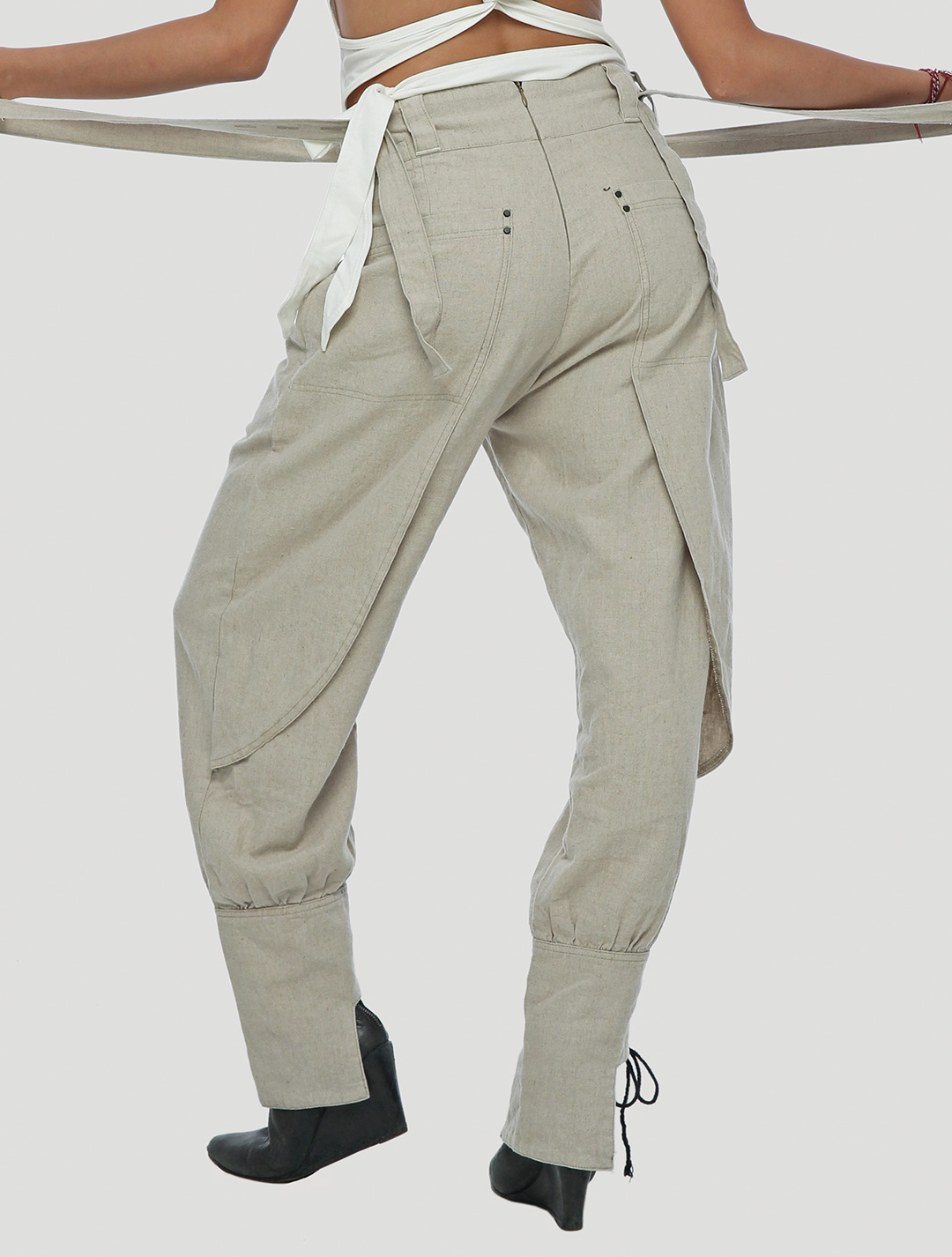 FREDDY WOMEN PANTS WITH STRAPS NATURAL