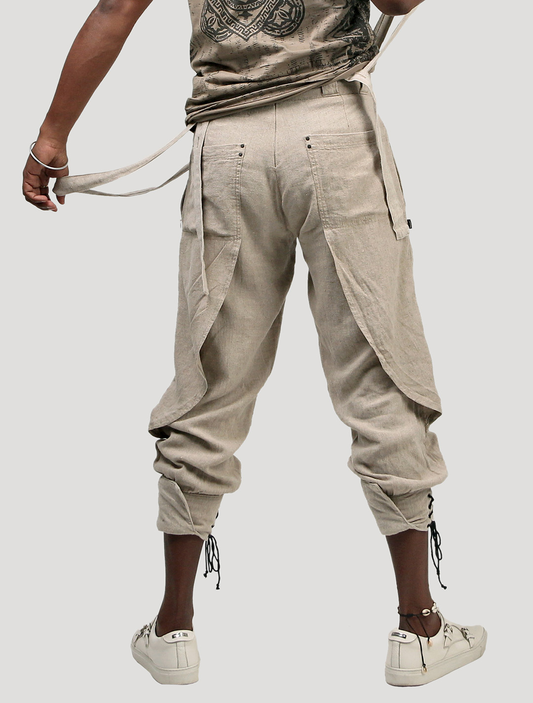 FREDDY MEN PANTS WITH STRAPS NATURAL