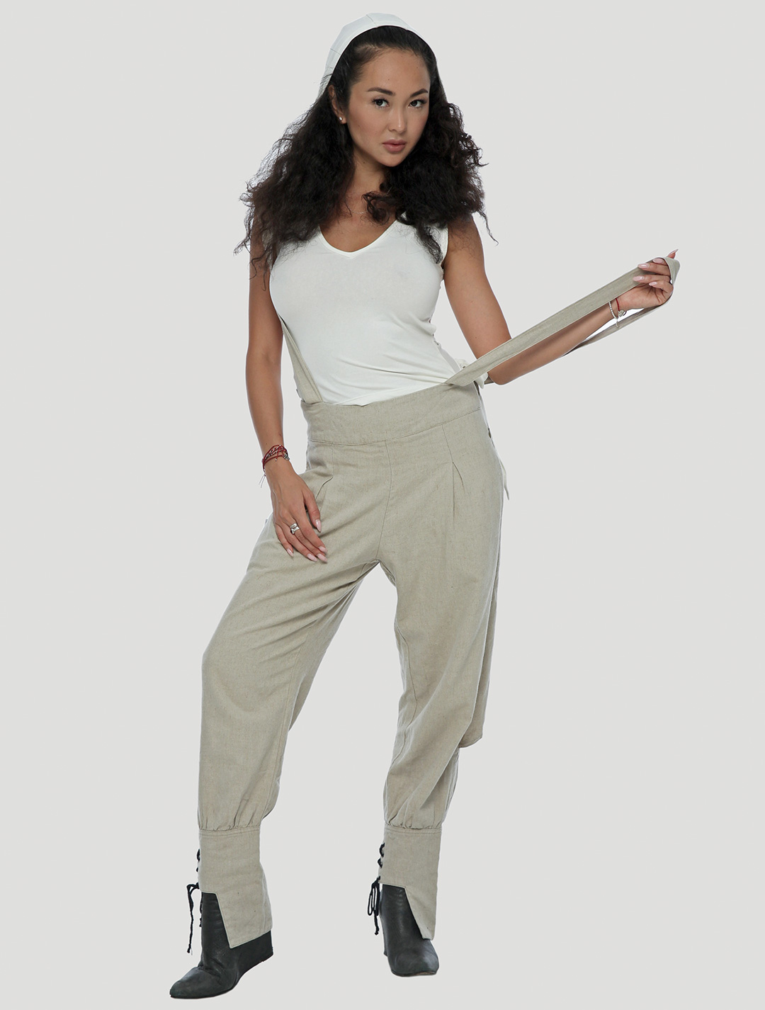 FREDDY WOMEN PANTS WITH STRAPS NATURAL