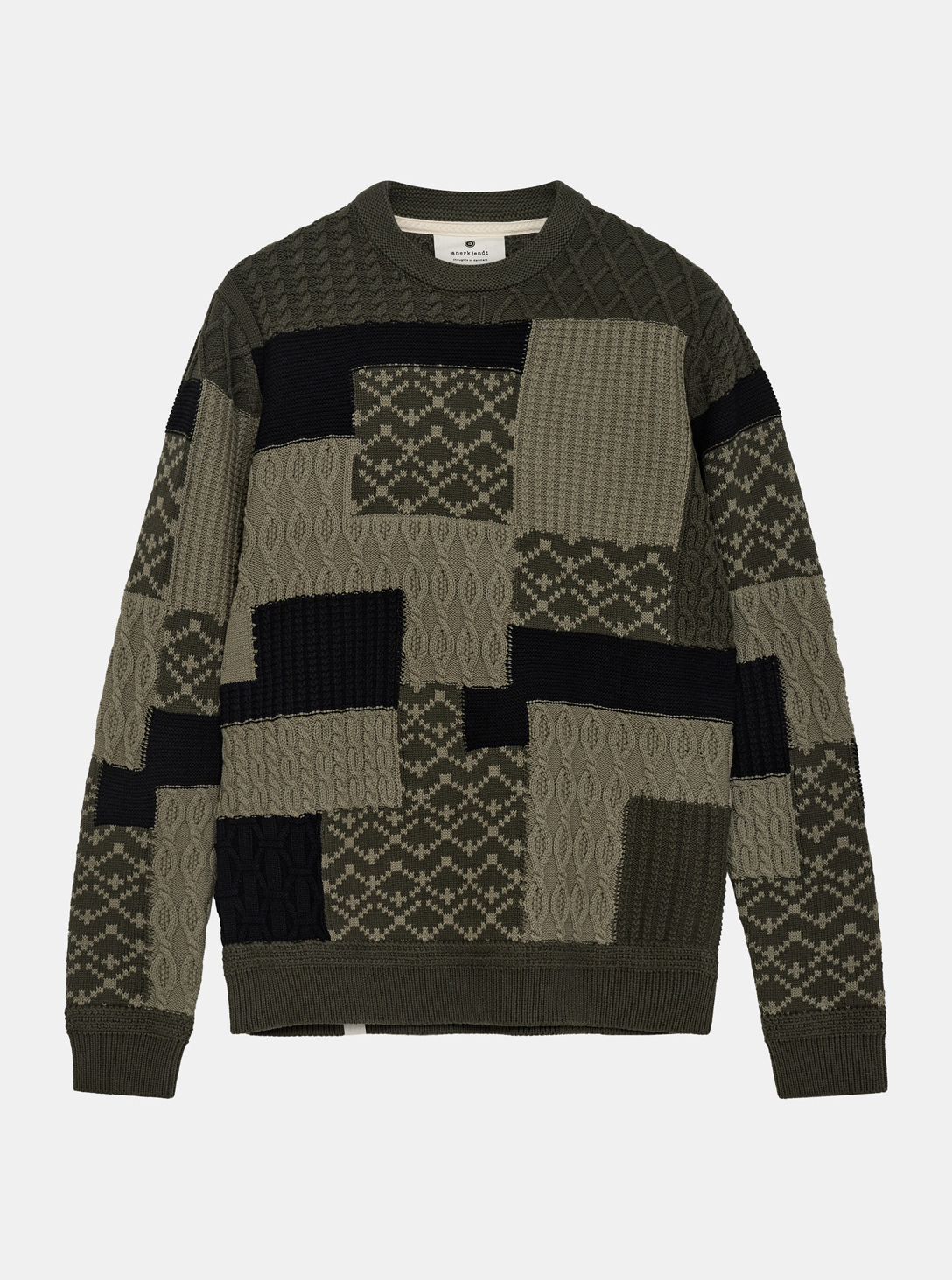 AKSUNE MEN PATCHWORK KNIT - Forest night