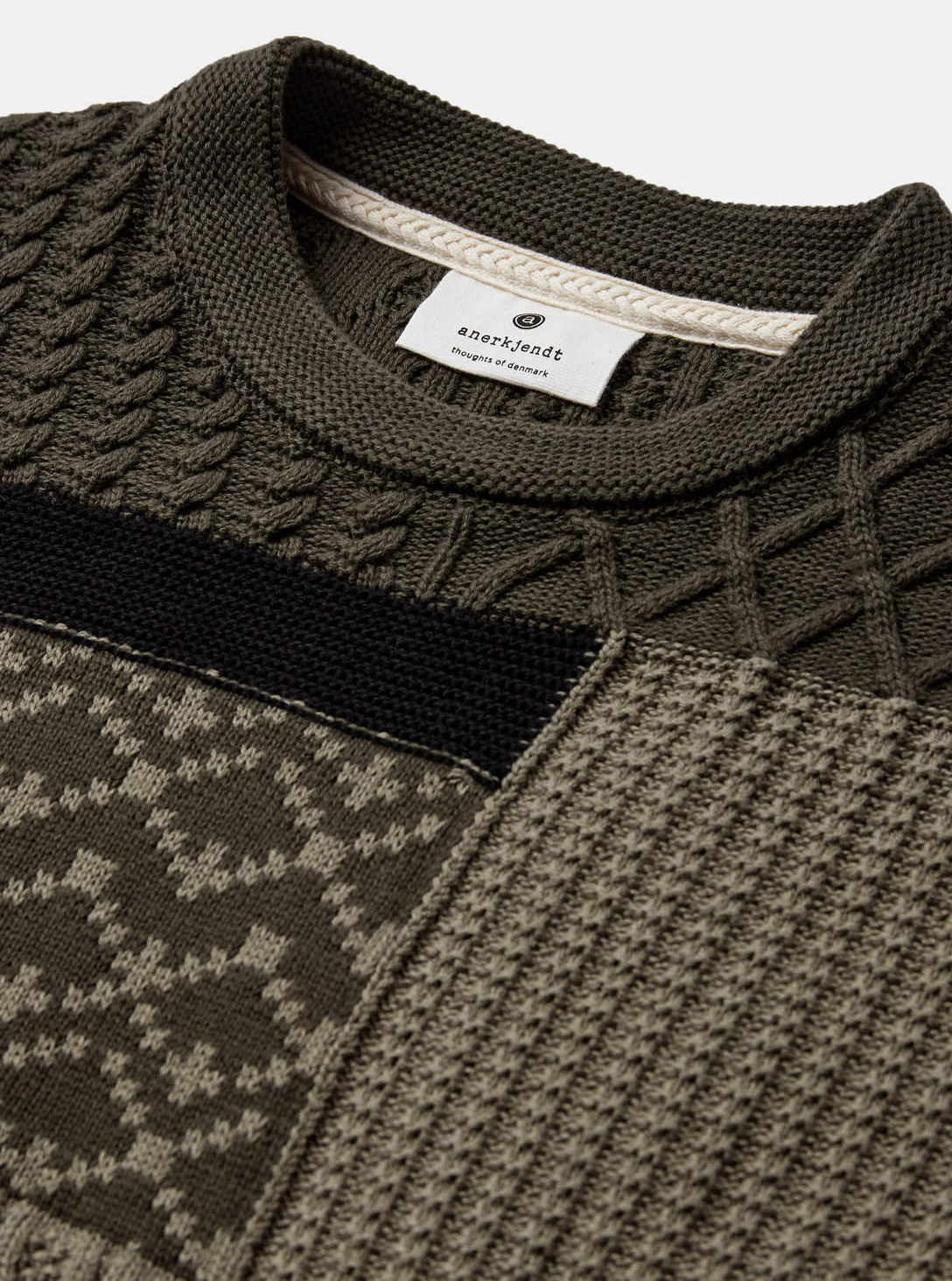 AKSUNE MEN PATCHWORK KNIT - Forest night