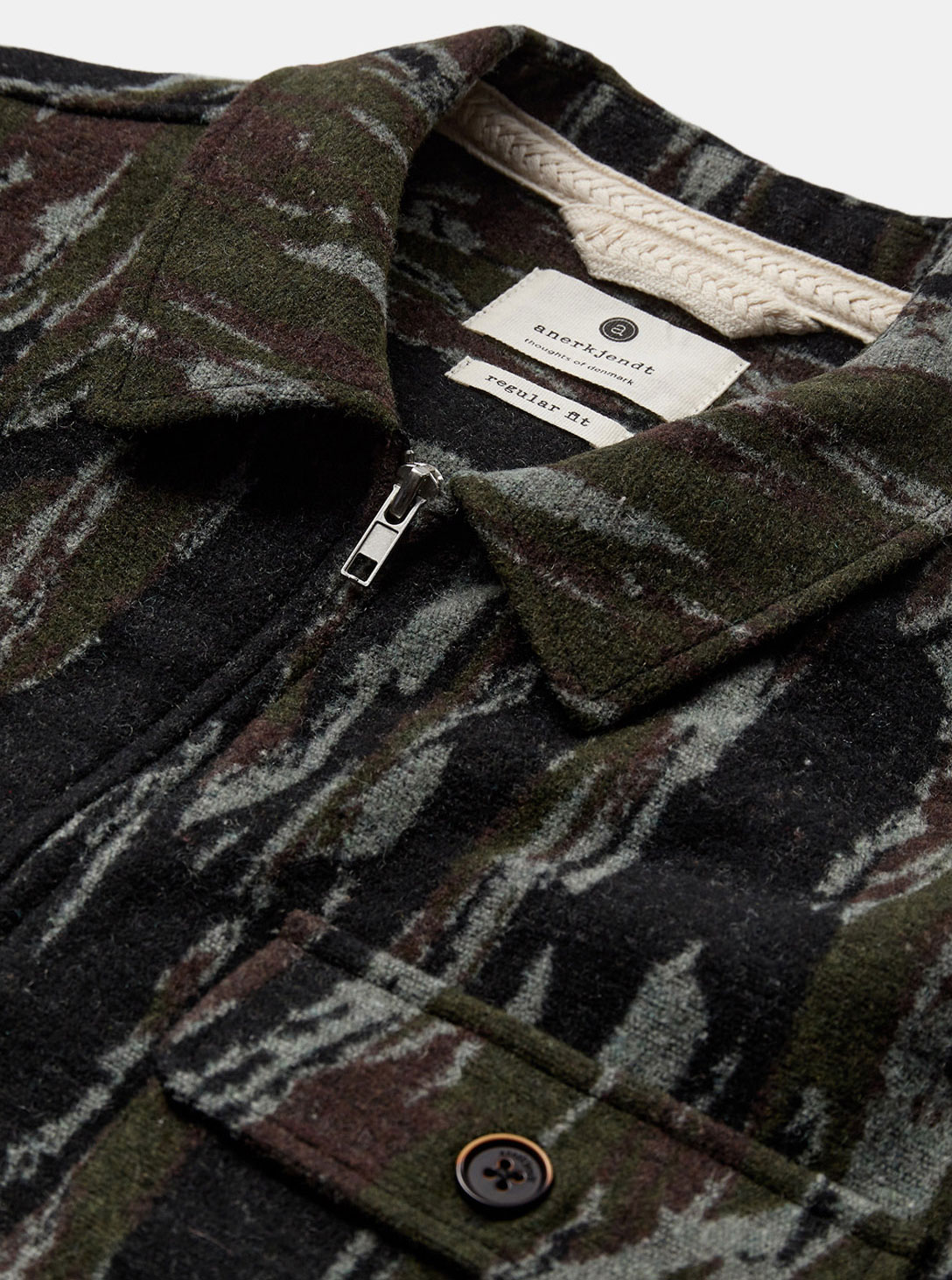 AKHANKY JACQUARD OVERSHIRT FOREST NIGHT