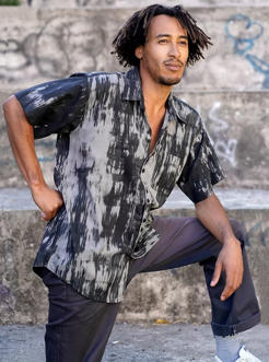BLACK MAMBA BUTTON SHIRT GREY WASH