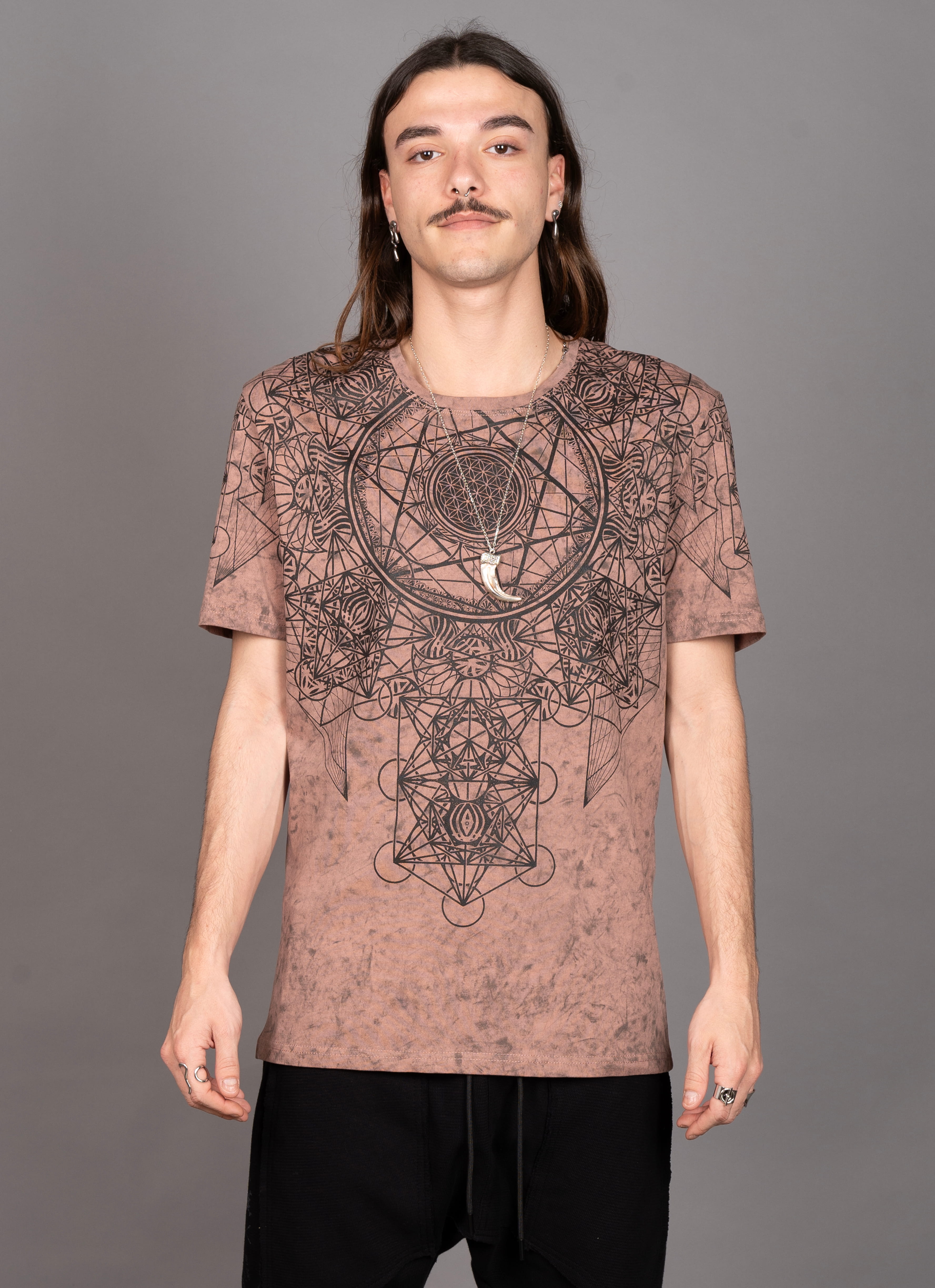 GRID THEORY MEN'S T-SHIRT TIE DYE BROWN