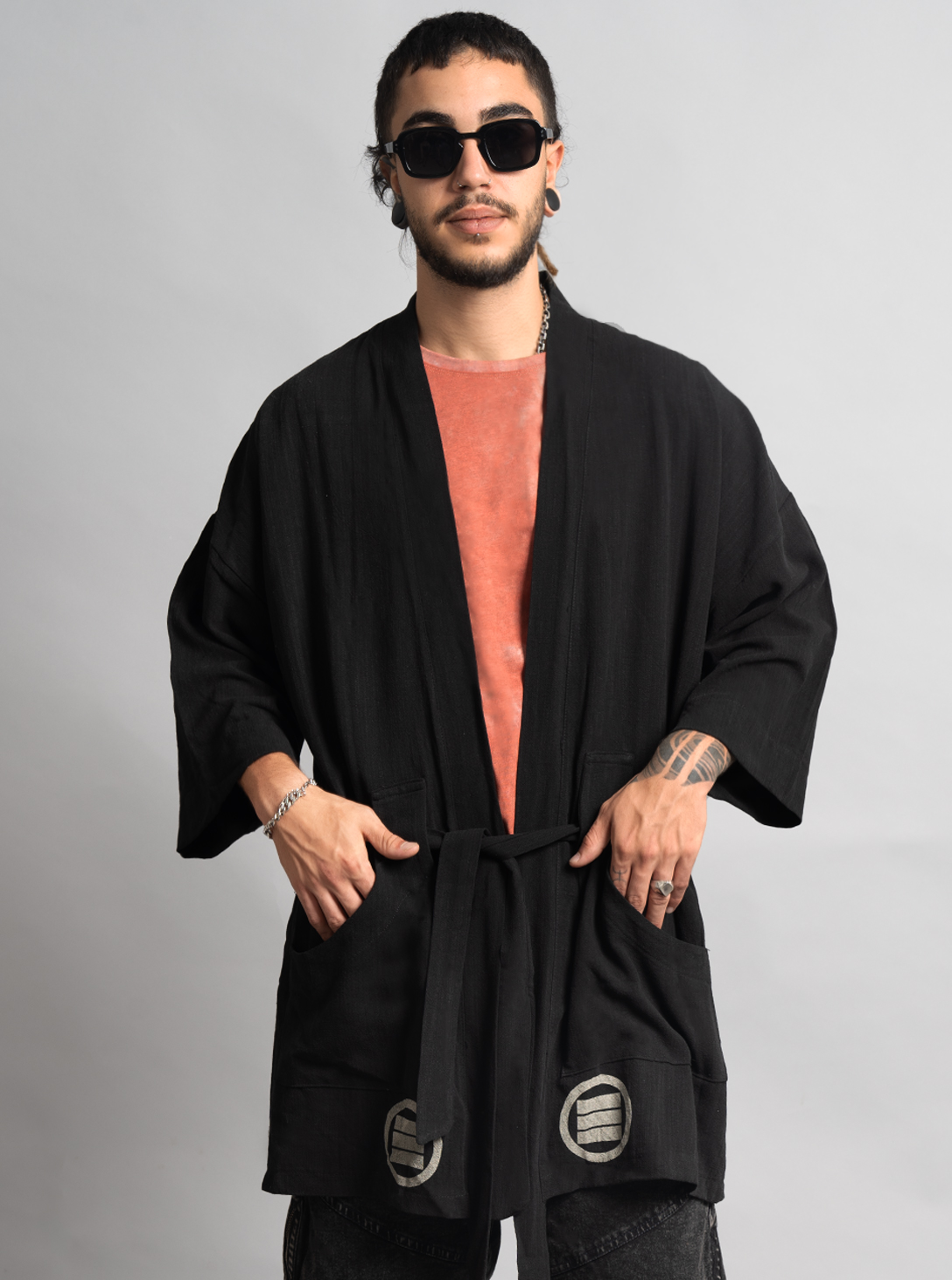 HOSHI MIDI MEN KIMONO  BLACK