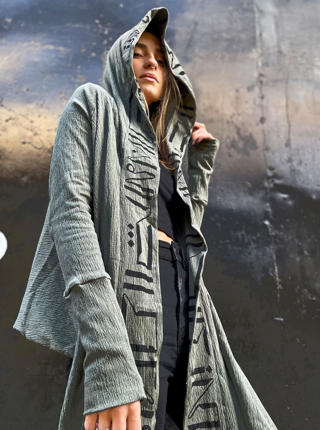 Jaka' Urban street open hoodie Olive - Plazmalab | Plazmalab Urban