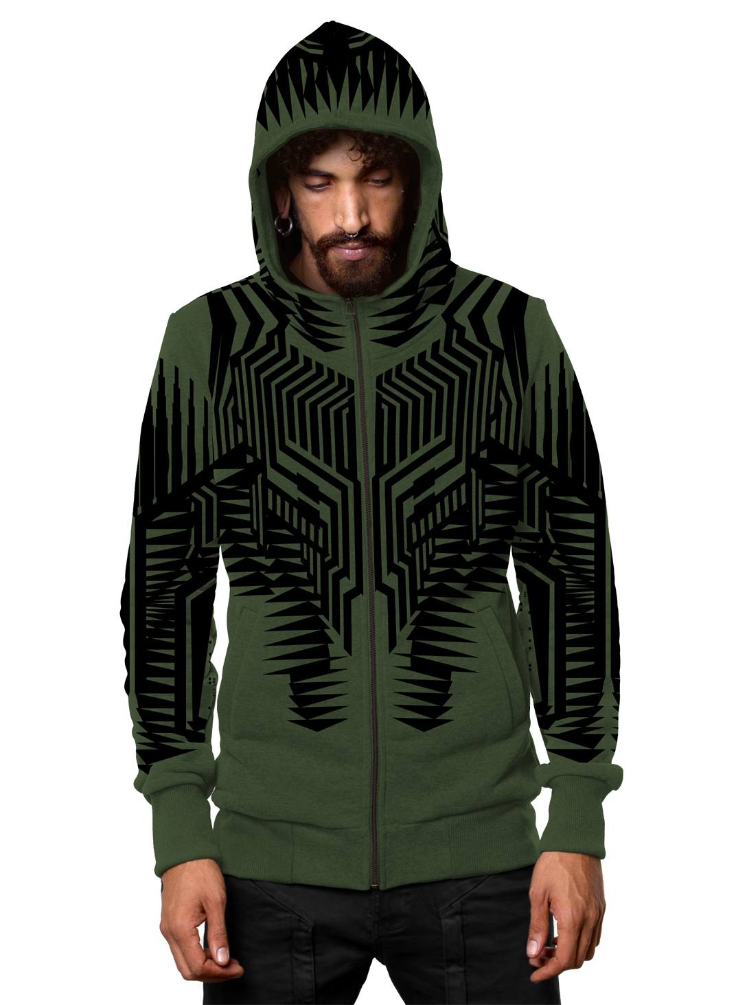 JETT MEN HOOD WITH ZIPPER OLIVE