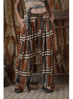 KALLAHARI PANTS block red earth moss viscose
