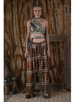 KALLAHARI PANTS block red earth moss viscose