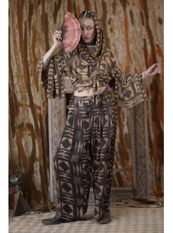 KALLAHARI PANTS grey-coffee bemburg