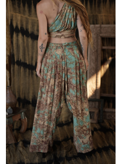 KALLAHARI PANTS tie-dye blue crepe