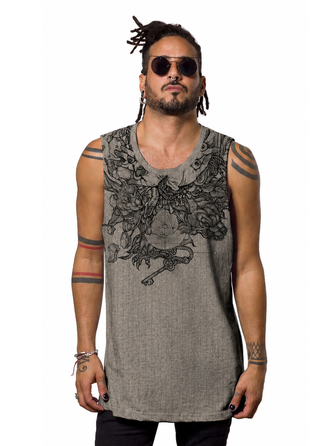 Key Dragon MEN'S Tank Top WASH Grey