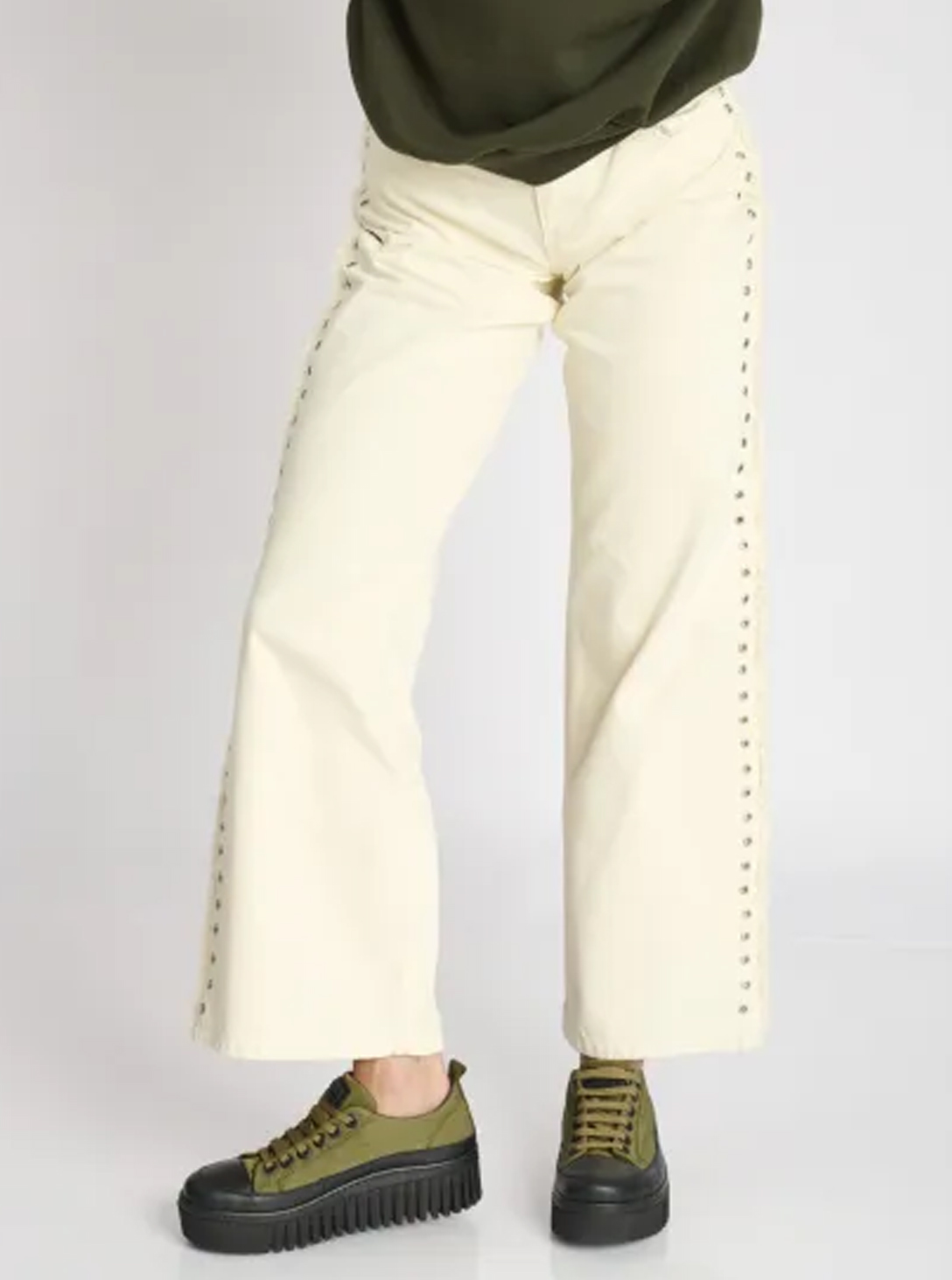 Brighton platform Shoes with lace KHAKI