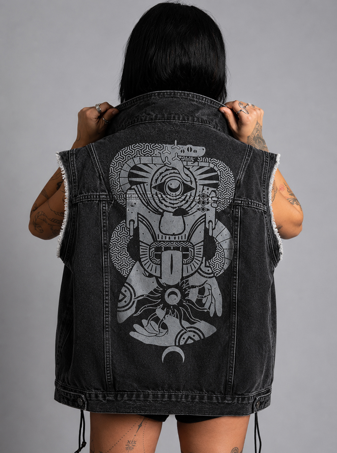 MIKO WOMEN'S BLACK DENIM VEST 