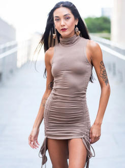 MORPH MINI DRESS BROWN