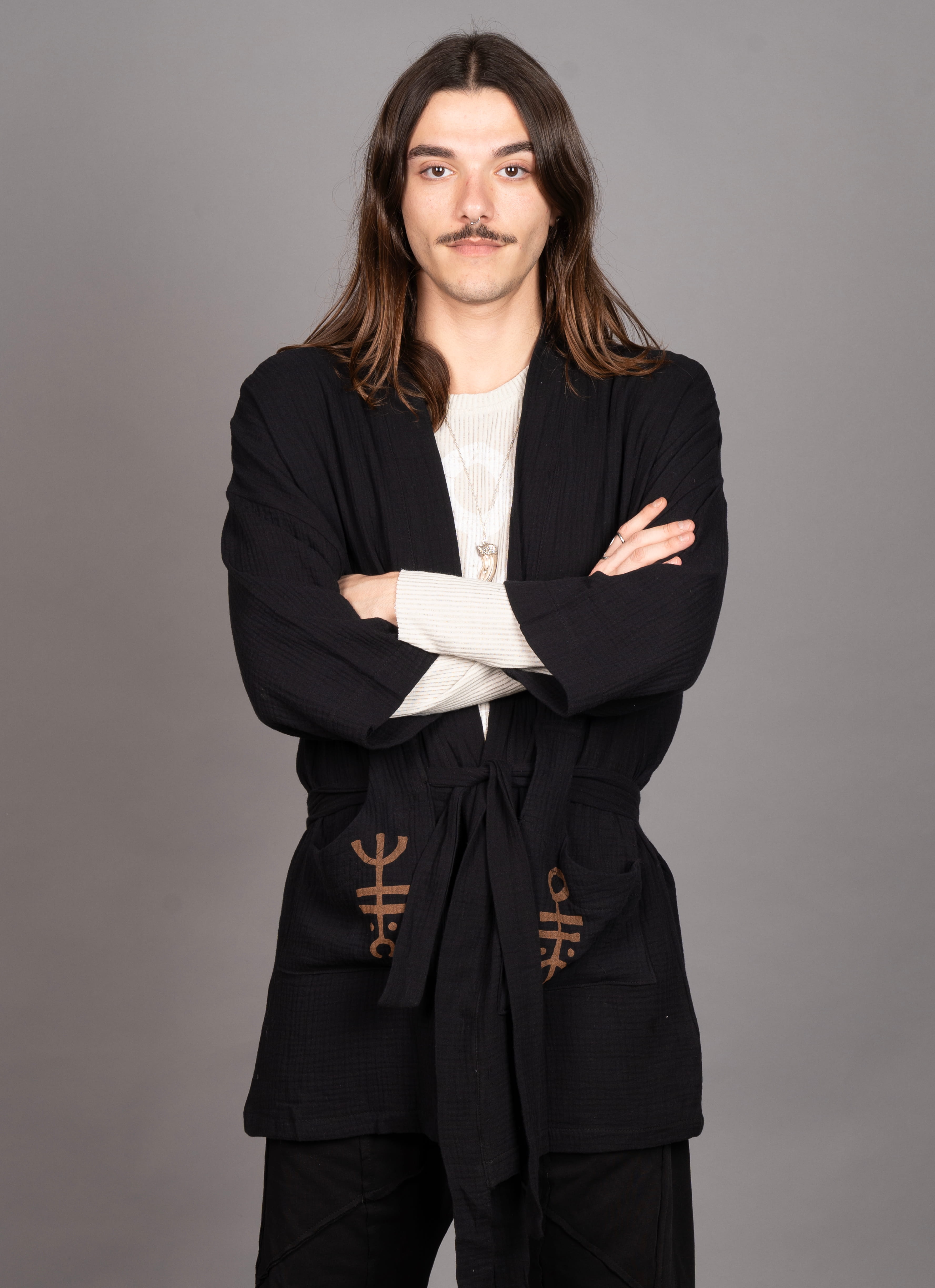 NUNU MIDI KIMONO BLACK