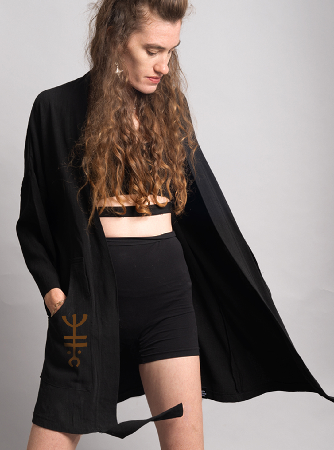 NUNU MIDI KIMONO BLACK