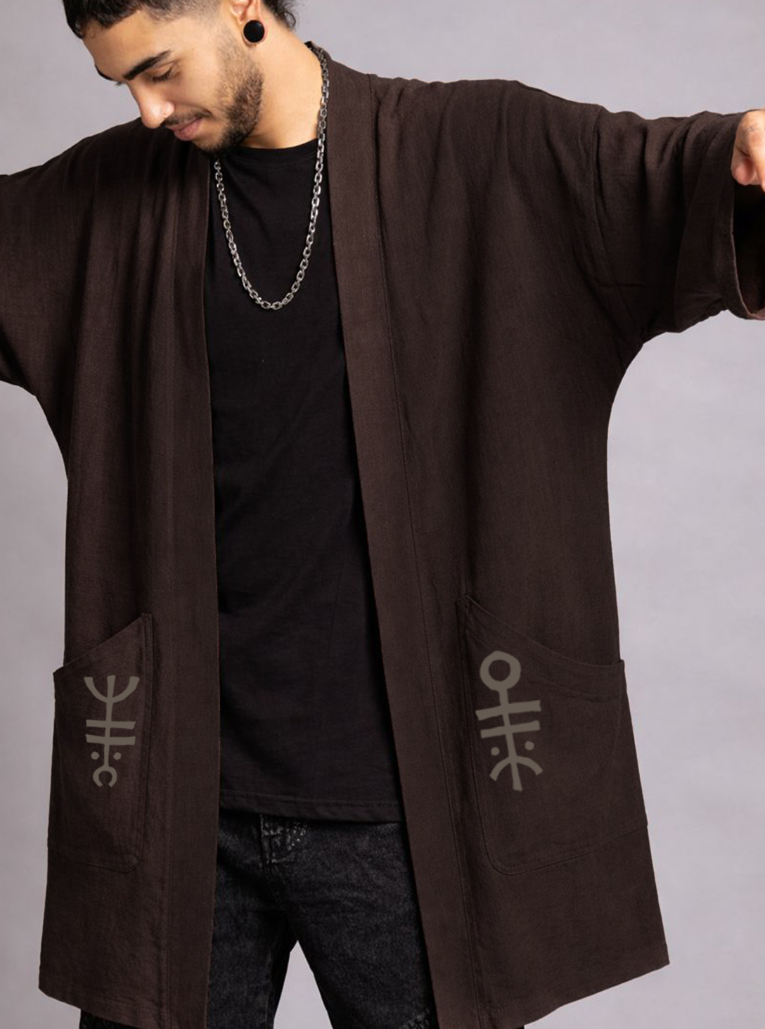 NUNU MIDI KIMONO BROWN