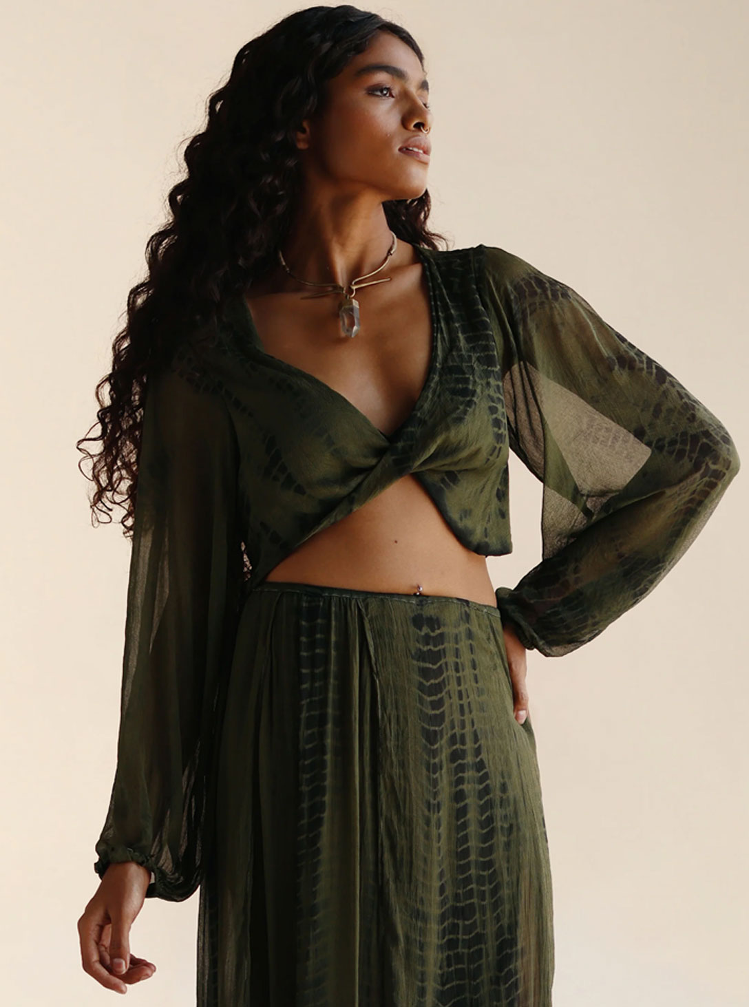 ASTRA TOP OLIVE TIE DYE