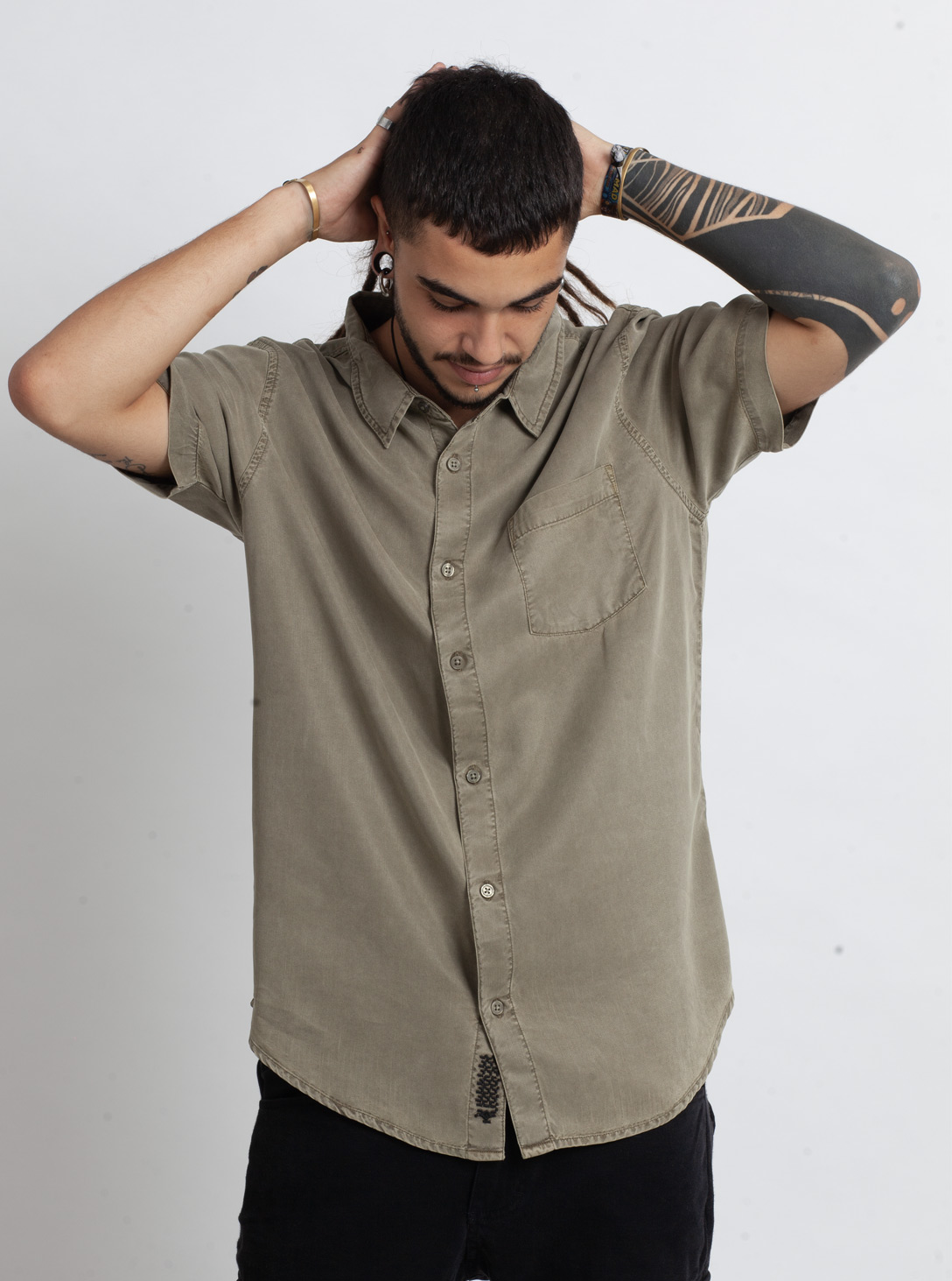 OR BUTTON SHIRT GREEN WASH