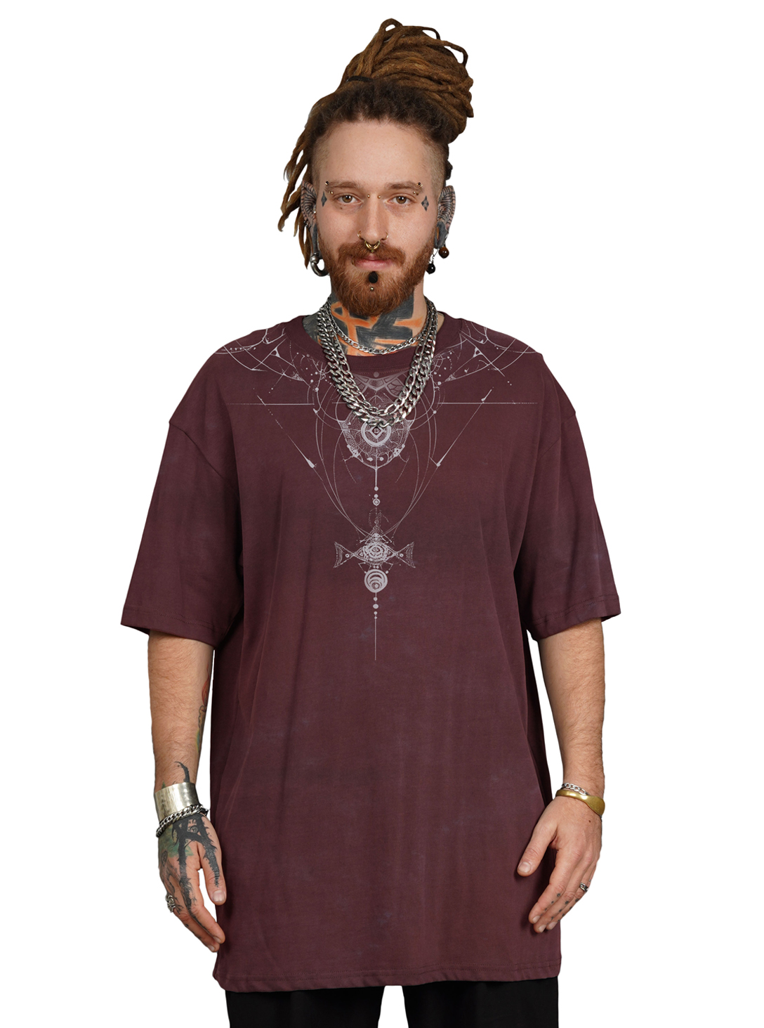 ORNAMENT OVERSIZE T- SHIRT GALAXY WASH BORDEAUX