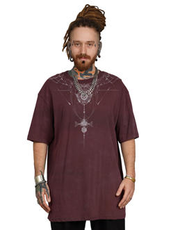 ORNAMENT OVERSIZE T- SHIRT GALAXY WASH BORDEAUX