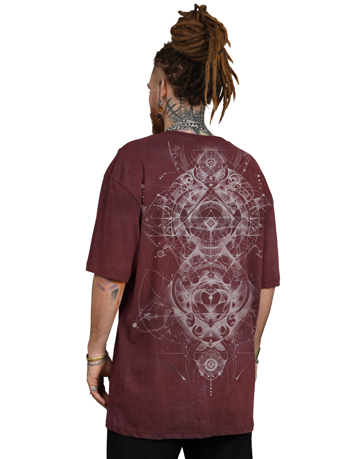 ORNAMENT OVERSIZE T- SHIRT GALAXY WASH BORDEAUX