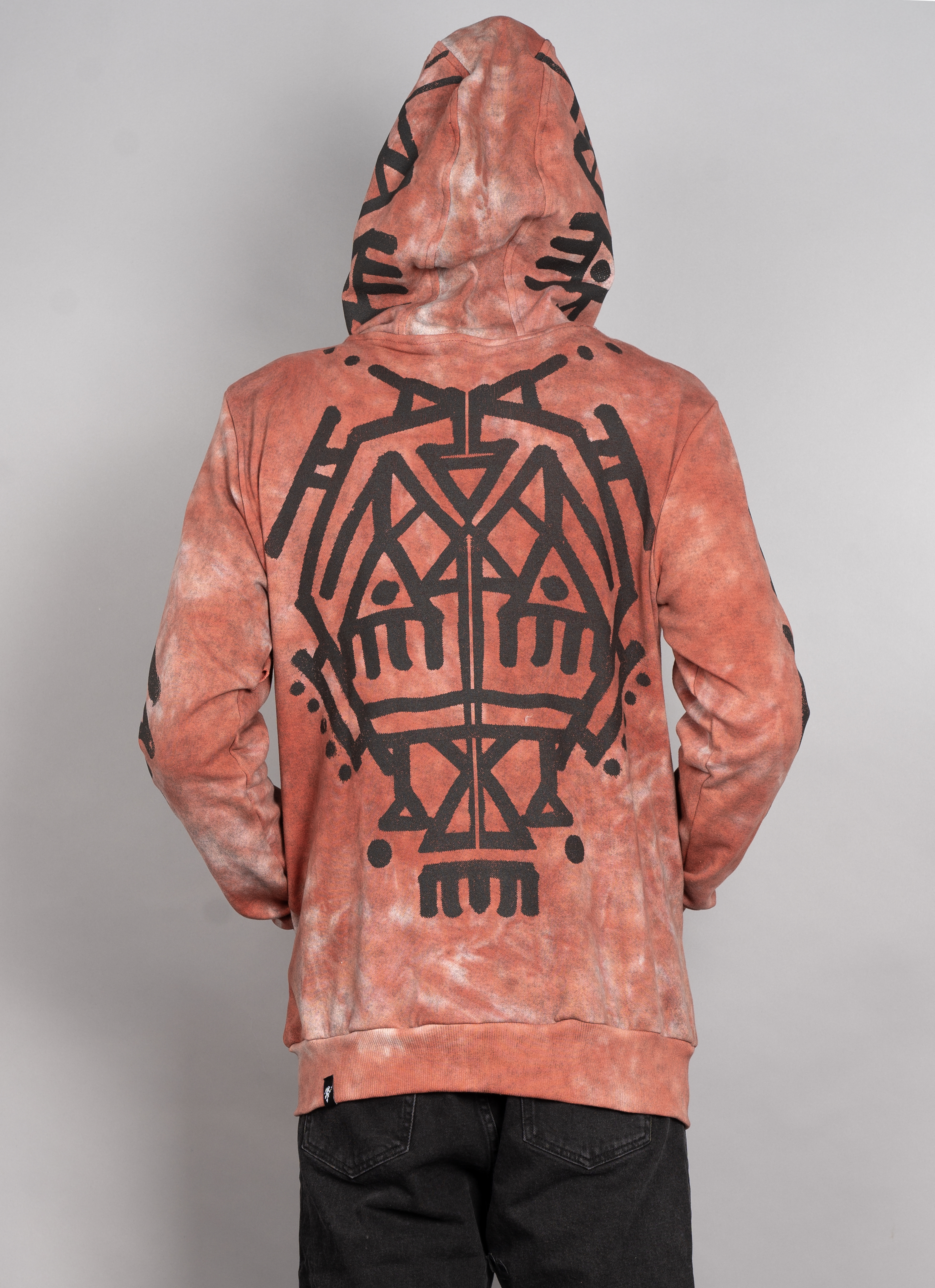 PALEO MEN HOOD-RED TIE DYE