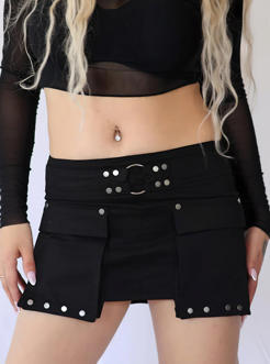 MINI SKIRT FRONT POCKET BLACK