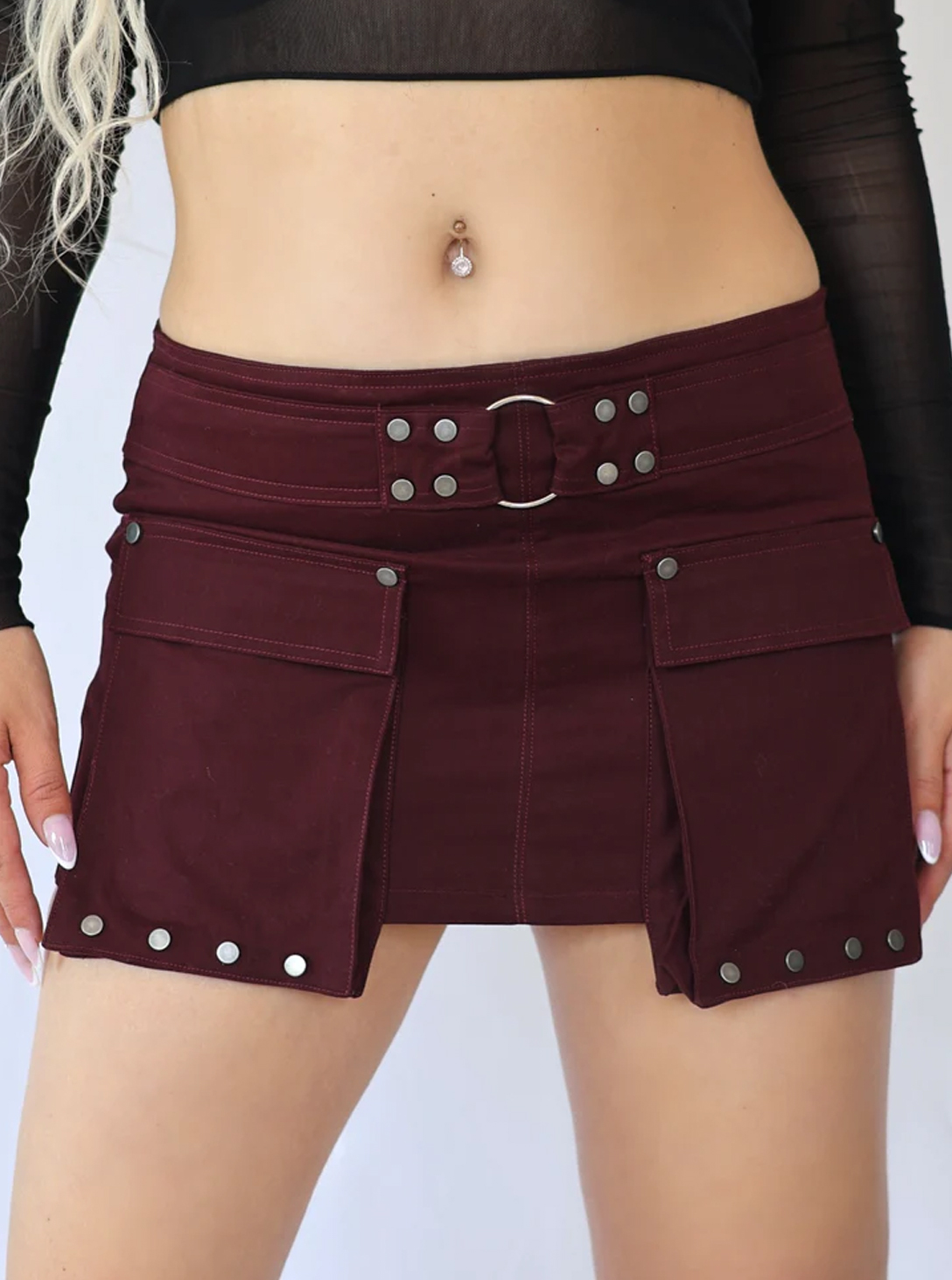 MINI SKIRT FRONT POCKET BORDEAUX