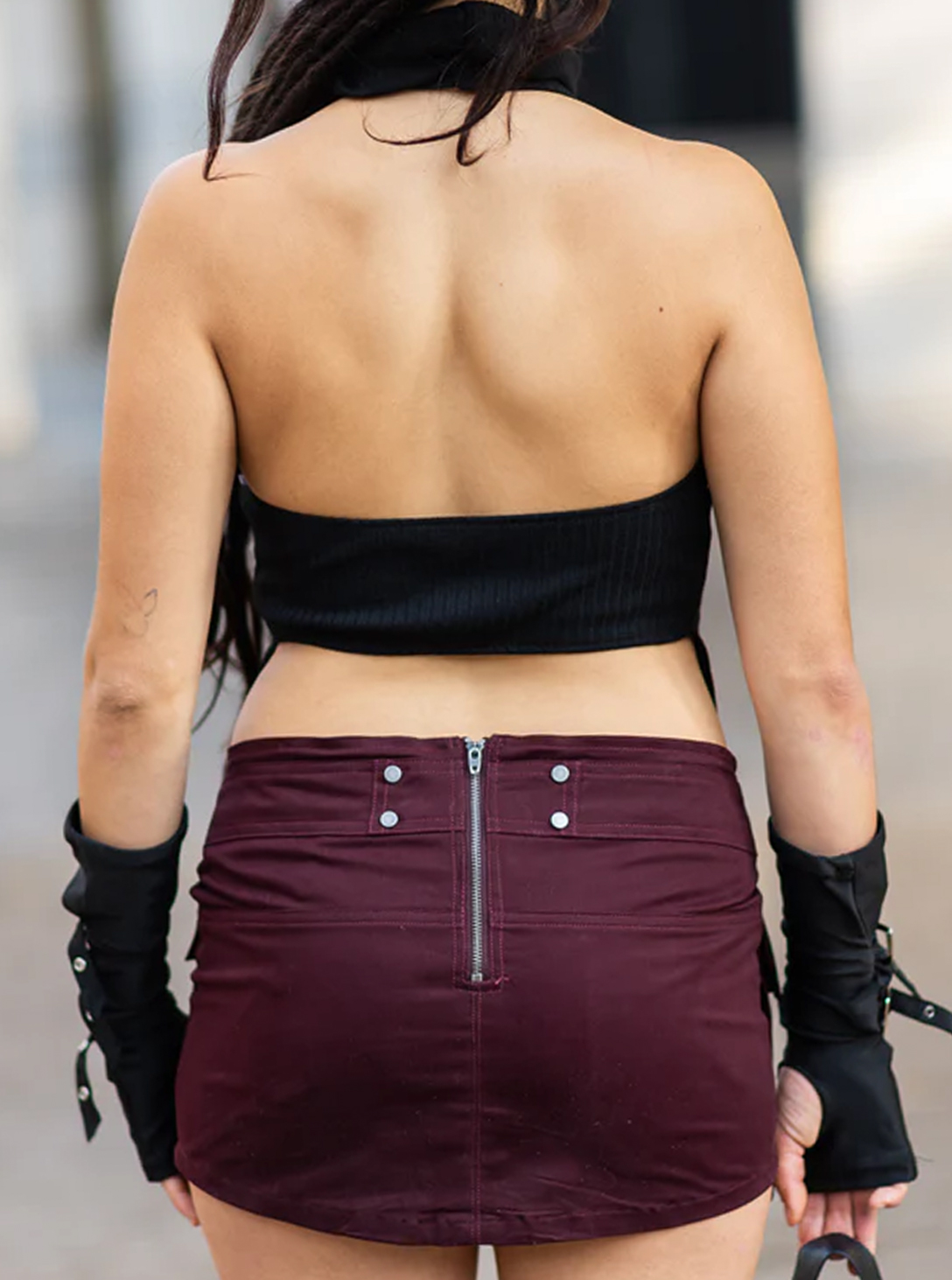 MINI SKIRT FRONT POCKET BORDEAUX