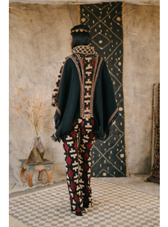 PONCHO IKAT Black