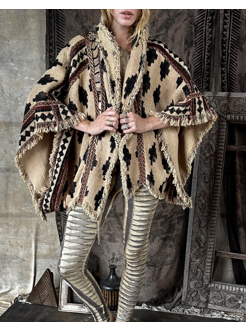 PONCHO IKAT Cream