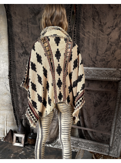PONCHO IKAT Cream