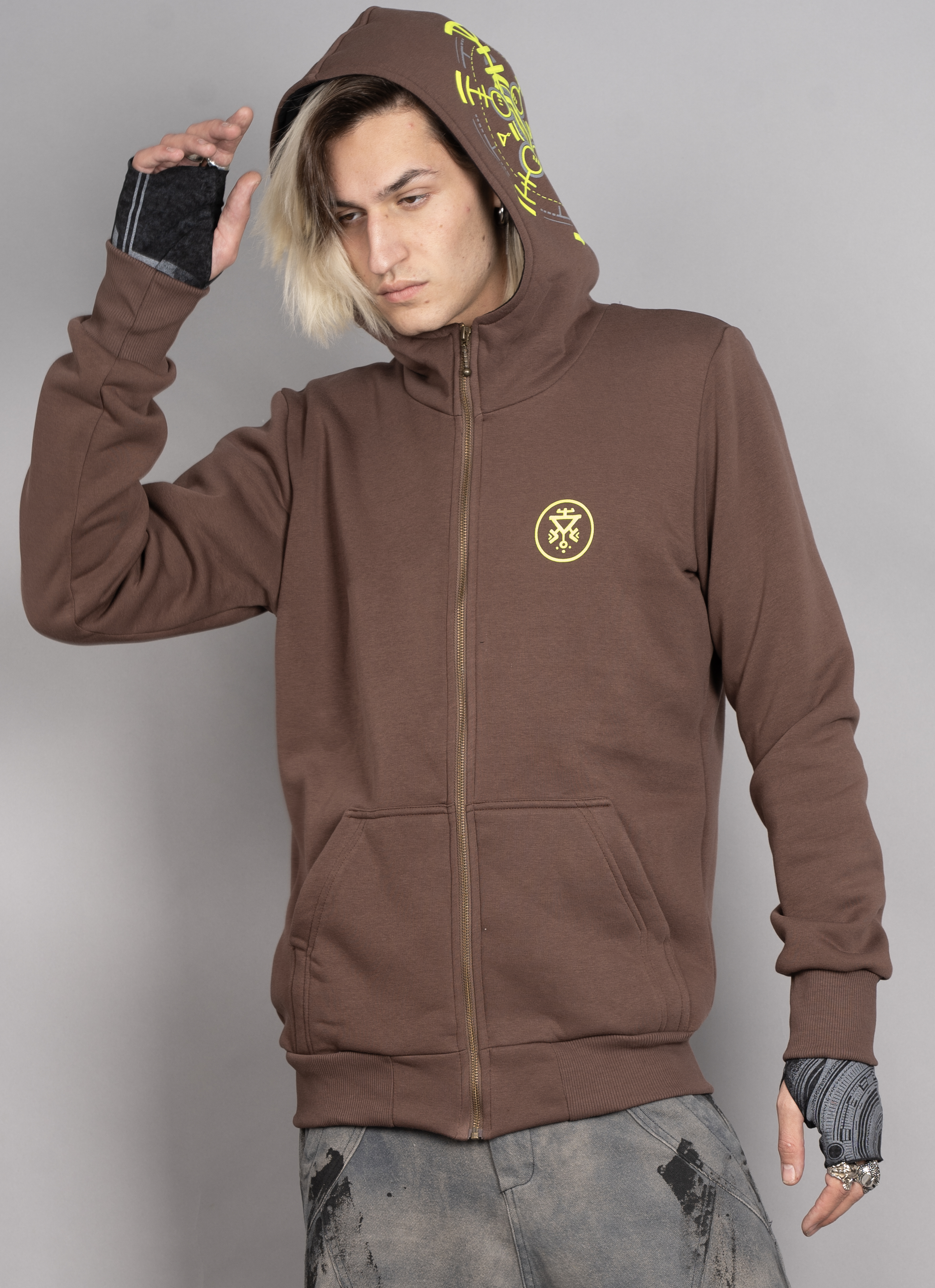 psychotoad MEN HOOD BROWN